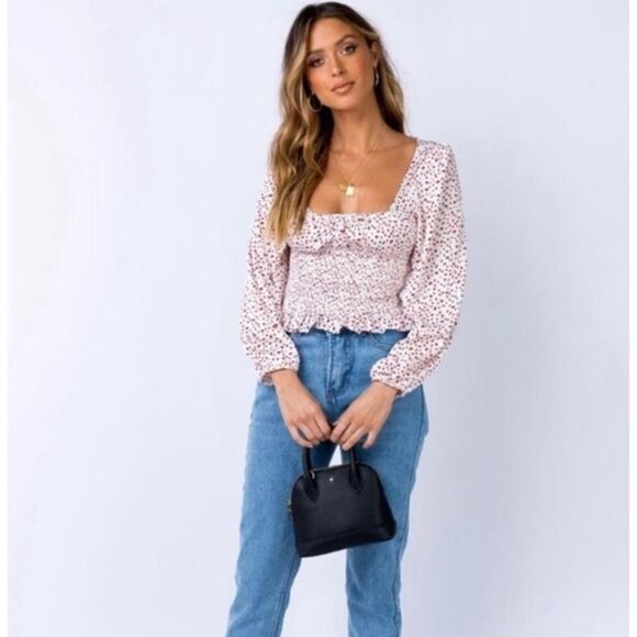 PRINCESS POLLY Smocked Melvin Red and Black Polka Dot Ruffle Hem Top Sz. 6 - Picture 3 of 6